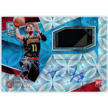 Trae Young 2018-19 Panini Spectra Neon Blue Rookie Patch Auto Card #104 19/99