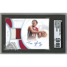 Trae Young 2019-20 Panini Immaculate Collegiate Patch Autograph Card #1 1/1 SGC 8