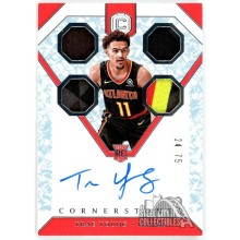 Trae Young 2018-19 Panini Cornerstones Rookie Quad Patch Autograph Card 24/75