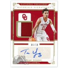 Trae Young 2021-22 Panini National Treasures Collegiate Patch Autograph Card #LMS-TY 6/10