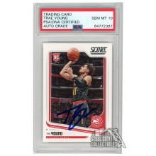 Trae Young 2018-19 Panini Chronicles Score Autograph RC Card #673 PSA/DNA 10