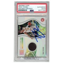 Trae Young 2018-19 Panini Status Rookie Essentials Jersey Autograph Card #RE-TYG PSA/DNA