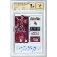 Trae Young 2018-19 Panini Contenders Draft Variation Cracked Ice Rookie Autograph Card #56 4/23 BGS 9.5