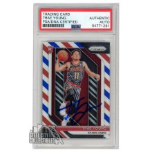 Trae Young 2018-19 Panini Prizm Red White Blue Autograph RC Card #78 PSA/DNA