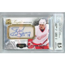 Steve Yzerman 2013-14 Upper Deck The Cup Scripted Swatches Patch Autograph Card #SW-SY 10/35 BGS 8.5
