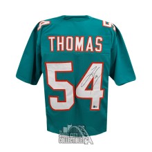 Zach Thomas Autographed Miami Custom Teal Football Jersey - BAS
