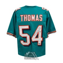 Zach Thomas Autographed Miami Custom Teal Football Jersey - BAS (Outline)