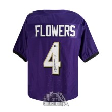 Zay Flowers Autographed Baltimore Custom Purple Football Jersey - BAS (Sticker on Top)