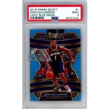 Zion Williamson 2019-20 Panini Select Light Blue Prizm Rookie Card #1 PSA 9 Mint