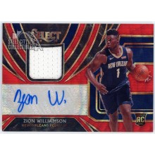 Zion Williamson 2019-20 Panini Select Red Prizm Rookie Patch Autograph Card
