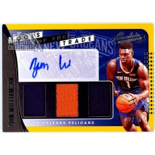 Zion Williamson 2019-20 Panini Absolute Gold Rookie Triple Relic Autograph Card 12/25