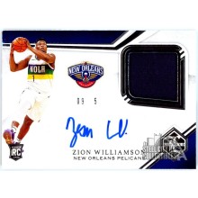 Zion Williamson 2019-20 Panini Chronicles Limited Rookie Patch Auto Card 09/75