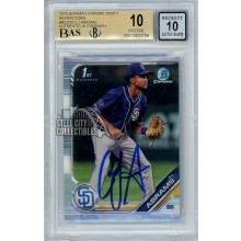 CJ Abrams 2019 Bowman Draft Chrome Refractor Autograph Card #BDC-85 BGS 10 BAS 10
