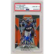 CJ Abrams 2019 Panini Prizm Draft Orange Autograph Card #62 - PSA/DNA Gem MT 10