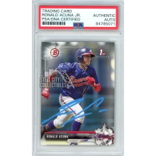 Ronald Acuna Jr 2017 Bowman 1st Prospect Rookie Autograph #BP127 PSA/DNA (Light Blue)