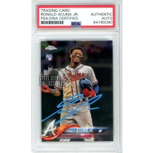 Ronald Acuna Jr 2018 Topps Chrome Update Series RC Autograph #HMT25 PSA/DNA (Light Blue)