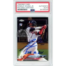 Ronald Acuna 2018 Topps Chrome Autograph Rookie Card "18 ROY" #193 PSA/DNA