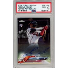 Ronald Acuna 2018 Topps Chrome Autograph Rookie Card #RA-RA PSA 10 Gem MInt