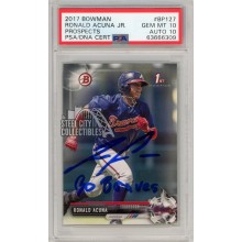 Ronald Acuna Jr 2017 Bowman 1st Prospect Autograph "Go Braves" Rookie #BP127 PSA 10 PSA/DNA 10