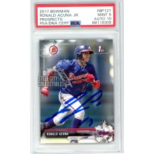 Ronald Acuna Jr 2017 1st Bowman "13" Autograph Rookie Card #BP127 PSA 9 PSA/DNA 10
