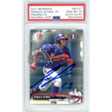 Ronald Acuna Jr 2017 1st Bowman "13" Autograph Rookie Card #BP127 PSA 10 PSA/DNA