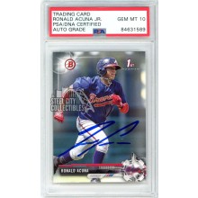 Ronald Acuna Jr 2017 Bowman 1st Prospect Rookie Autograph #BP127  PSA/DNA 10
