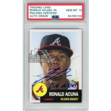 Ronald Acuna Jr 2018 Topps Living Autograph "2018 NL Roy" Rookie Card #19 - PSA/DNA 10