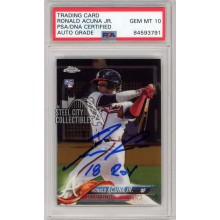 Ronald Acuna 2018 Topps Chrome Autograph Rookie Card "18 ROY" #193 PSA/DNA 10