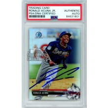 Ronald Acuna Jr 2017 Bowman Chrome Refractor Auto #BDC-39 PSA/DNA