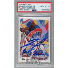 Ronald Acuna Jr 2021 Topps Project 70 Autograph "Bat Down" Card #130 PSA/DNA 10 (Blue Ink)