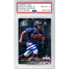 Ronald Acuna Jr 2017 Bowman Chrome 1st Auto #BCP127 - PSA/DNA 10