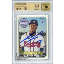 Ronald Acuna Jr 2018 Topps Heritage Autograph Rookie Card #580 BGS 9.5 BAS 10