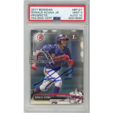Ronald Acuna Jr 2017 1st Bowman Autograph Rookie Card #BP127 PSA 9 PSA/DNA 10 (680)