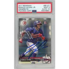 Ronald Acuna Jr 2017 1st Bowman Autograph Rookie Card #BP127 PSA 9 PSA/DNA 10 (681)