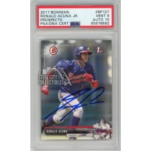 Ronald Acuna Jr 2017 1st Bowman Autograph Rookie Card #BP127 PSA 9 PSA/DNA 10 (682)