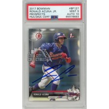 Ronald Acuna Jr 2017 1st Bowman Autograph Rookie Card #BP127 PSA 9 PSA/DNA 10 (683)