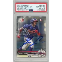Ronald Acuna Jr 2017 1st Bowman Autograph Rookie Card #BP127 PSA 10 PSA/DNA 9
