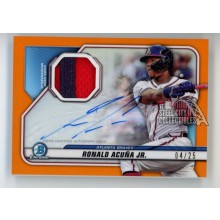 Ronald Acuna 2020 Bowman Chrome Orange Autograph Patch Card #BCAR-RAJ 04/25