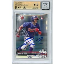Ronald Acuna Jr 2017 1st Bowman Autograph Rookie Card #BP127 BGS 9.5 BAS 10