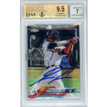 Ronald Acuna Jr 2018 Topps Chrome Prism Refractor Autograph Rookie Card #193 BGS 9.5 BAS 7