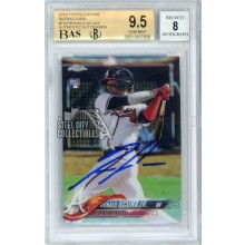 Ronald Acuna Jr 2018 Topps Chrome Refractor Autograph Rookie Card #193 BGS 9.5 BAS 8