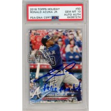 Ronald Acuna Jr 2018 Topps Holiday Autograph "Feliz Navidad" Rookie Card HMW50 PSA 10 PSA/DNA