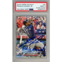 Ronald Acuna Jr 2018 Topps Holiday Autograph "Feliz Navidad" Rookie Card HMW50 PSA 9 PSA/DNA