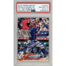 Ronald Acuna Jr 2018 Topps Update Autograph Rookie Card #US250 PSA 10 PSA/DNA 9