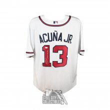 Ronald Acuna Jr 2018 NL ROY Autographed Atlanta Braves Nike Baseball Jersey - JSA COA