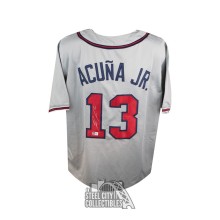 Ronald Acuna Jr Autographed Atlanta Custom Gray Baseball Jersey - BAS