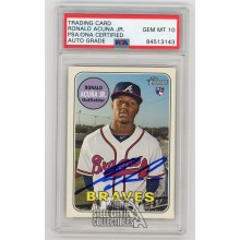 Ronald Acuna Jr 2018 Topps Heritage Autographed Rookie RC Card #580 - PSA/DNA 10