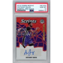 Anthony Davis 2019-20 Panini Mosaic Red Wave Autograph Card #SC-ADV PSA 10 Gem