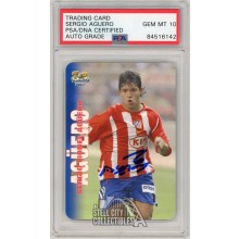Sergio Aguero 2006-07 Mundicromo Top Platinum Autograph Rookie Card #762 - PSA/DNA 10