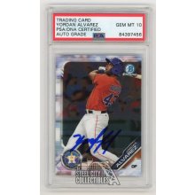 Yordan Alvarez 2019 Bowman Chrome Autographed Card #BCP-123 - PSA/DNA 10